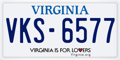 VA license plate VKS6577