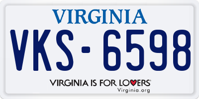 VA license plate VKS6598