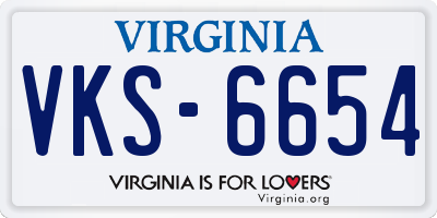 VA license plate VKS6654
