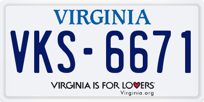 VA license plate VKS6671