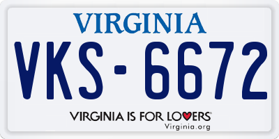 VA license plate VKS6672