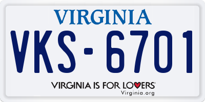 VA license plate VKS6701