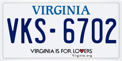 VA license plate VKS6702
