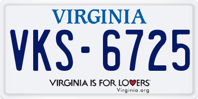 VA license plate VKS6725