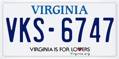 VA license plate VKS6747