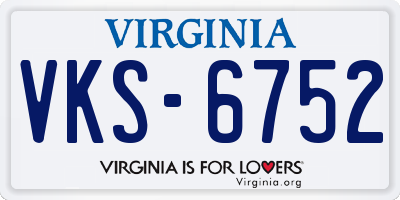 VA license plate VKS6752