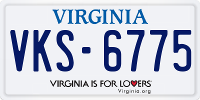 VA license plate VKS6775