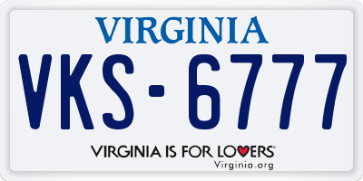 VA license plate VKS6777