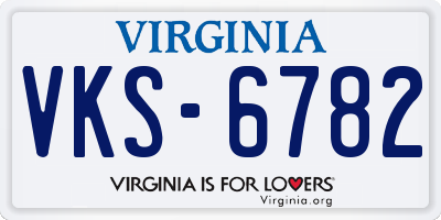 VA license plate VKS6782