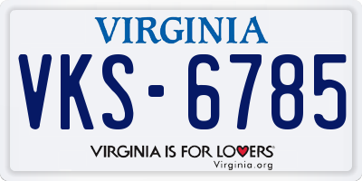 VA license plate VKS6785