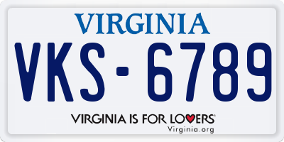 VA license plate VKS6789