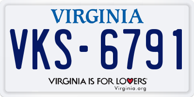 VA license plate VKS6791