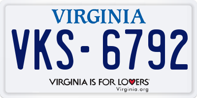 VA license plate VKS6792