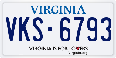 VA license plate VKS6793