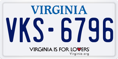 VA license plate VKS6796