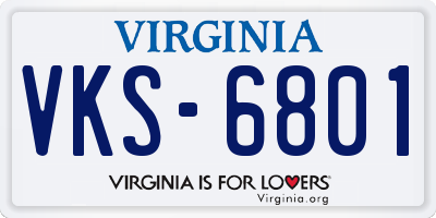 VA license plate VKS6801