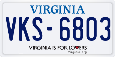 VA license plate VKS6803