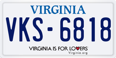 VA license plate VKS6818