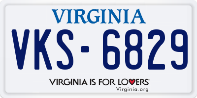 VA license plate VKS6829