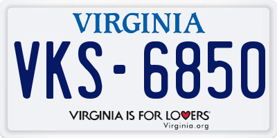 VA license plate VKS6850