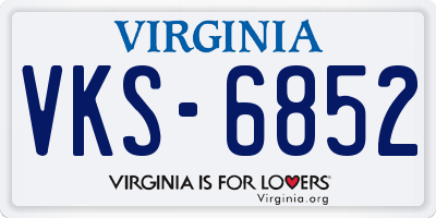 VA license plate VKS6852