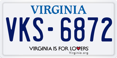 VA license plate VKS6872