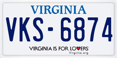 VA license plate VKS6874