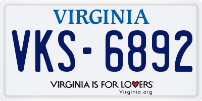 VA license plate VKS6892