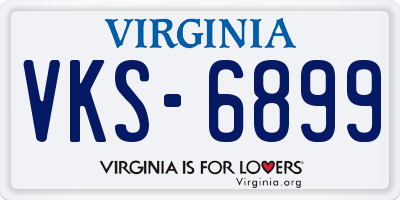 VA license plate VKS6899