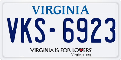 VA license plate VKS6923