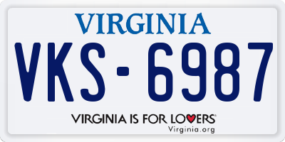 VA license plate VKS6987