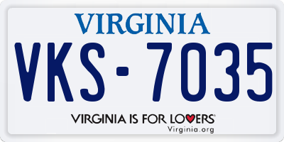 VA license plate VKS7035