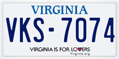 VA license plate VKS7074