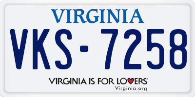 VA license plate VKS7258