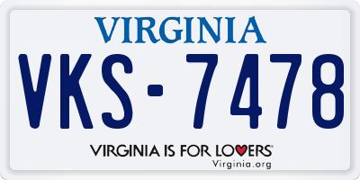 VA license plate VKS7478