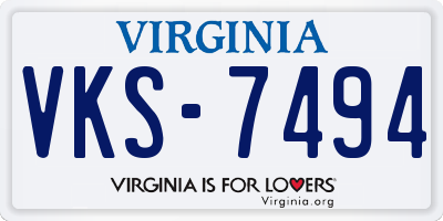 VA license plate VKS7494