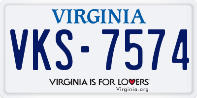 VA license plate VKS7574