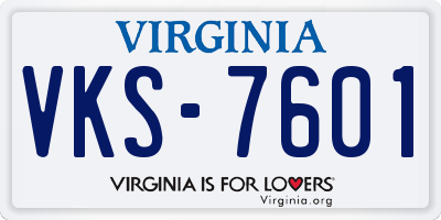 VA license plate VKS7601
