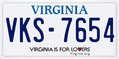 VA license plate VKS7654