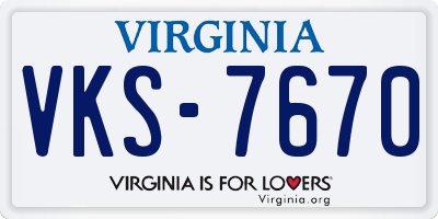 VA license plate VKS7670