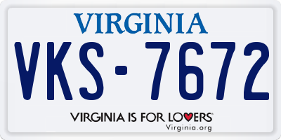 VA license plate VKS7672