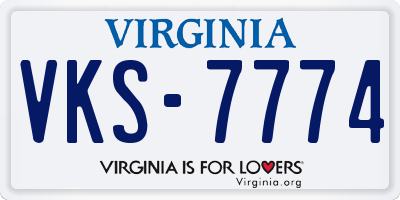 VA license plate VKS7774