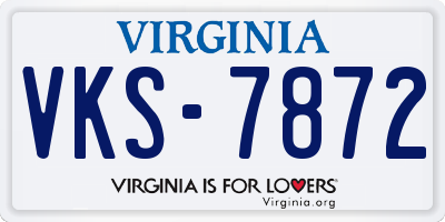 VA license plate VKS7872
