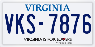 VA license plate VKS7876
