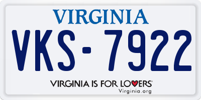 VA license plate VKS7922