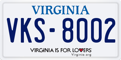 VA license plate VKS8002