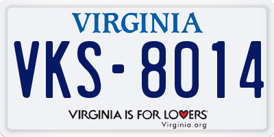 VA license plate VKS8014