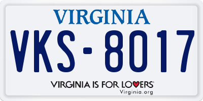 VA license plate VKS8017