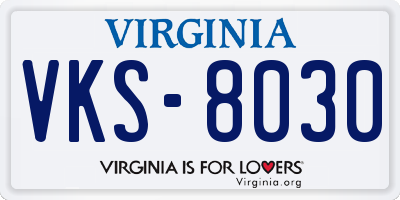 VA license plate VKS8030