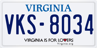 VA license plate VKS8034